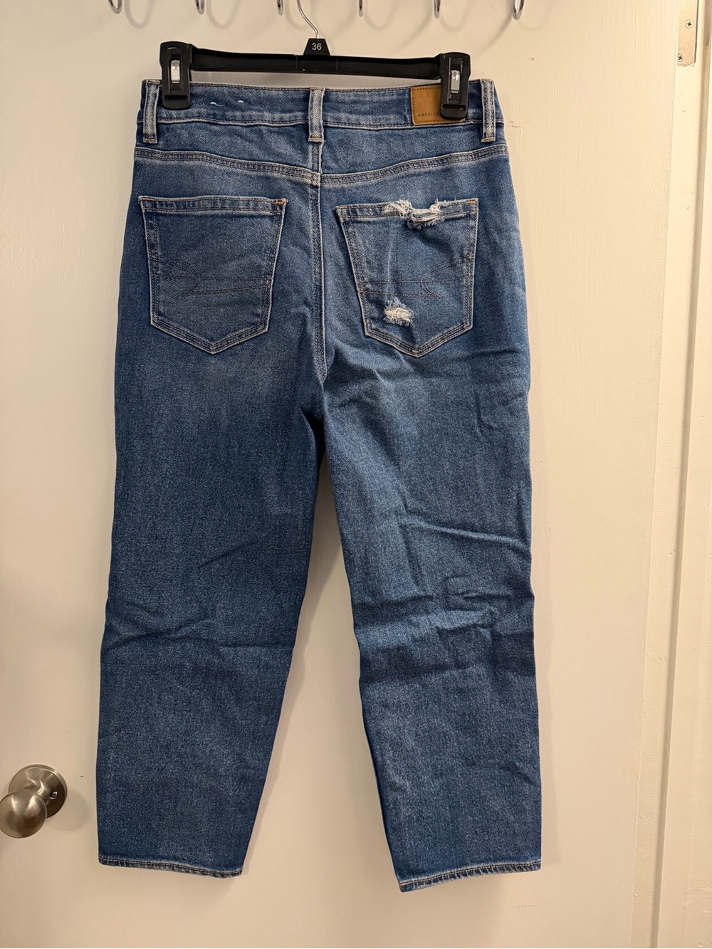 Distressed Blue AE Mom straight jeans - Picture 2 of 2